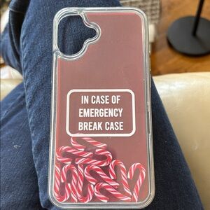NWT I-Phone 16 Plus Case “In Case of Emergency Break Case” Candy Canes